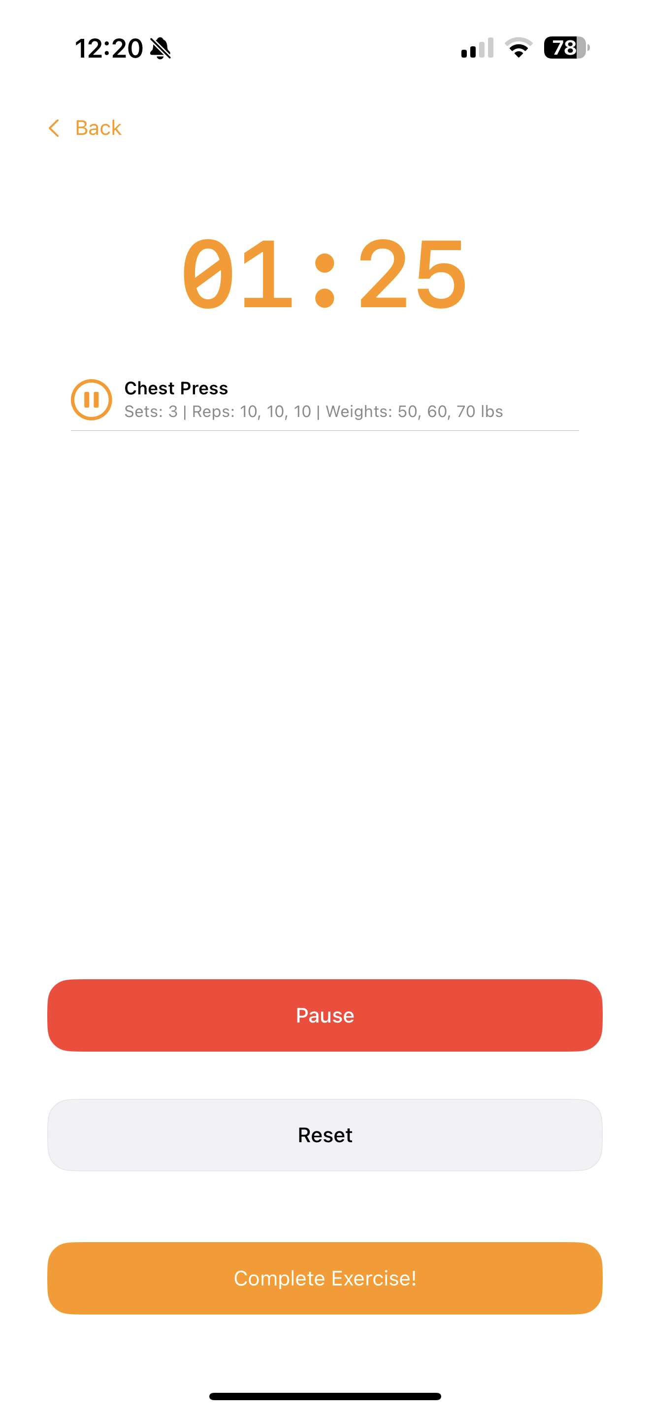 Active workout timer